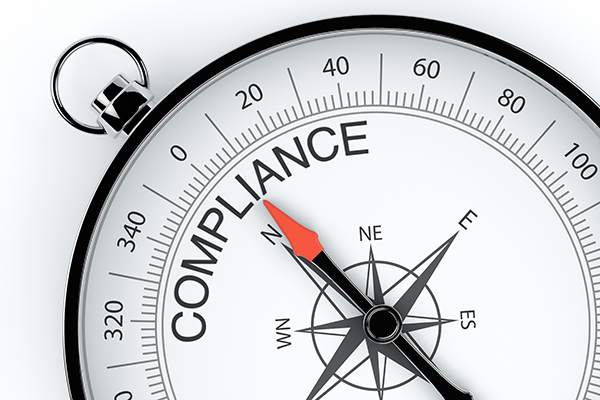 Compass pointing North with the word Compliance where North should be.