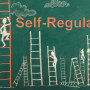 Chalkboard figures climbing ladders with the words Self-regulation