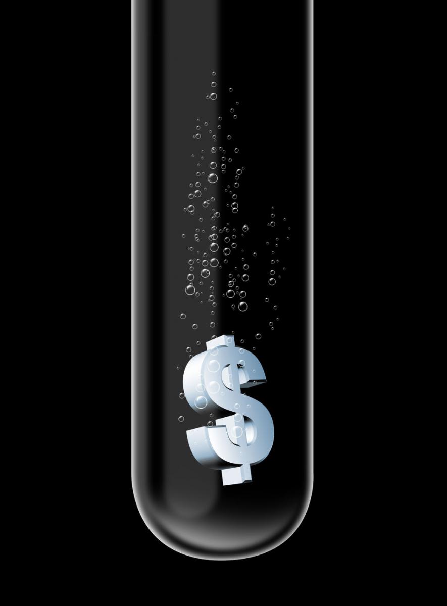Test tube with dollar sign